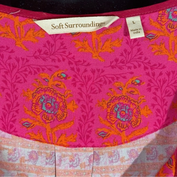 Soft Surroundings Bohemian Pink and Orange Women's Tunic - Picture 8 of 10